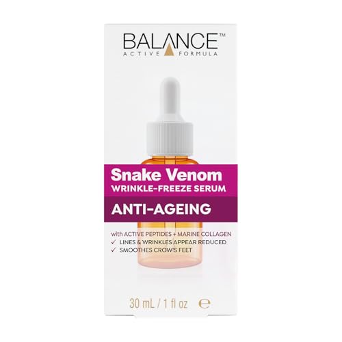 Balance Active Formula Wrinkle Filler, Anti-Ageing Serum, 30 ml Snake Venom Face Serum with Peptides & Marine Collagen