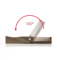 NATURAL NATION Folding Wooden Beard Brush / Hair Comb Pocket Sized Durable Anti-Static Mens Eco Friendly Natural