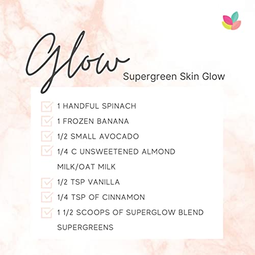 Soul Nutrients Superblend Glow 300g- Supergreens Blend- 35 35 food-based ingredients PLUS bioactive enzymes High-fibre, low fat and dairy-free Naturally-occurring vitamin C for immunity- Supergreen Shots