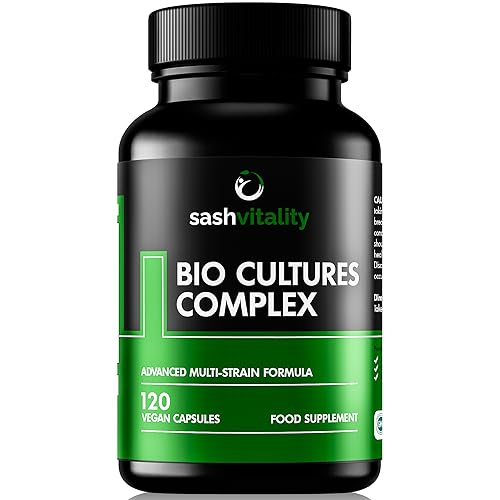 SASH Vitality Bio-Cultures Complex Probiotics for Adults - 120 Vegetarian Capsules - Advanced Multi-Strain - Prebiotic Inulin - Active Strains Lactobacillus Acidophilus & Bifidobacterium - UK Made Sash Vitality
