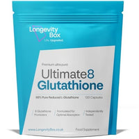 Longevity Box Ultimate 8 Glutathione Supplement - 120 Capsule of Advanced Antioxidant Formula with NAC, Vitamin C, Selenium, ALA, BioThistle, Piperine & Vitamin E | Cellular Detox, Immune Support, & Healthy Ageing
