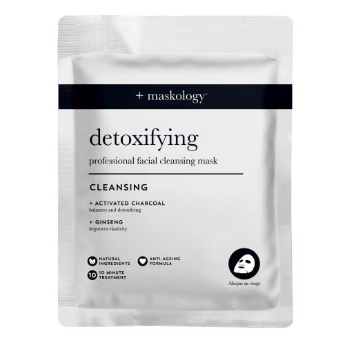 MASKOLOGY DETOXIFYING Professional Sheet Bubble Mask Pack of 1 | Charcoal Face Mask | Self-Foaming Face Sheet Mask Packs | 100% Plant Based | Bubble Sheet Mask |