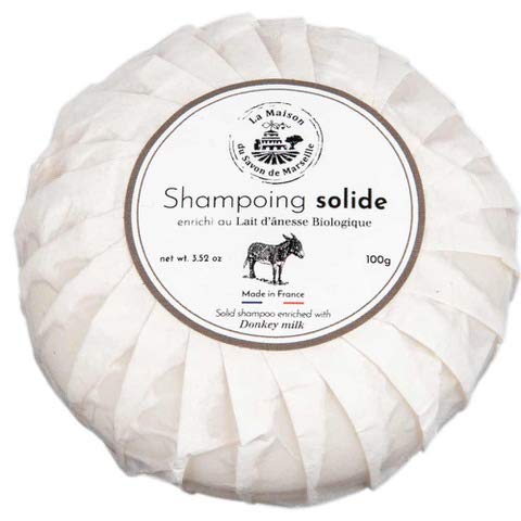 LA MAISON DU SAVON Savon de Marseille - Solid Shampoo Bar with Vegetable Oil and Organic Donkey Milk - Donkey Milk Scented - Long Lasting Shampoo - 100 Bar - Made in France