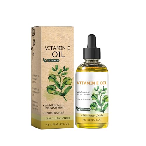Vitamin E Oil for Skin & Face – Natural Moisturizer with Jojoba Oil & Rosehip Oil – Dry Skin Repair, Hydration, Dryness & Fine Line Relief, 60ml