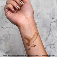 Azeeda 4 x 'Flying Barn Owl' Temporary Tattoos - Water Resistant, Skin-Safe, Non-Toxic Transfers, Mixed Sizes (TO00080668)