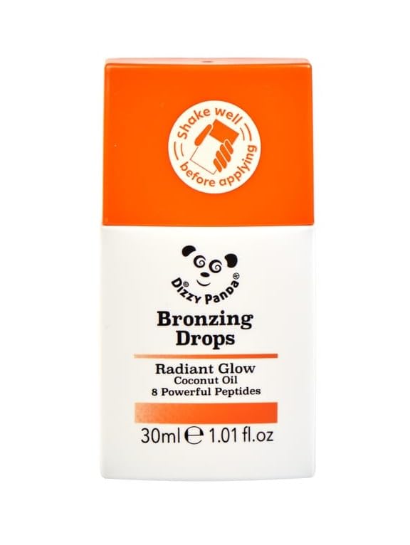 Dizzy Panda Bronzing Drops, 30ml – Hydrating Serum with Coconut Oil & 8 Peptides for Natural Glow