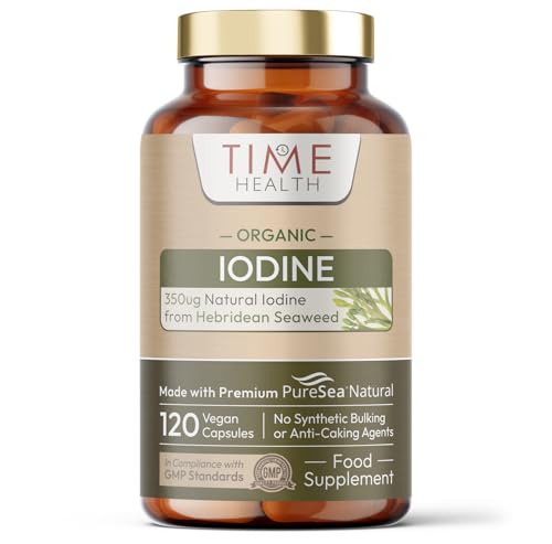 Time Health Iodine - Organic Scottish Sea Kelp - PureSea® Natural - UK Made - Zero Additives - Vegan - 120 Capsules