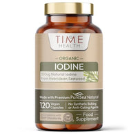 Time Health Iodine - Organic Scottish Sea Kelp - PureSea® Natural - UK Made - Zero Additives - Vegan - 120 Capsules