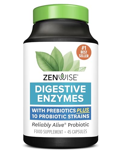 Zenwise Probiotic Digestive Multi Enzymes, Probiotics for Digestive Health, Prebiotics and Probiotics for Bloating Relief and Digestion - 45 Count