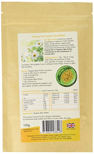 Golden Greens GOLDEN GREENS ORGANIC Organic Bee Pollen 100g (PACK OF 1)