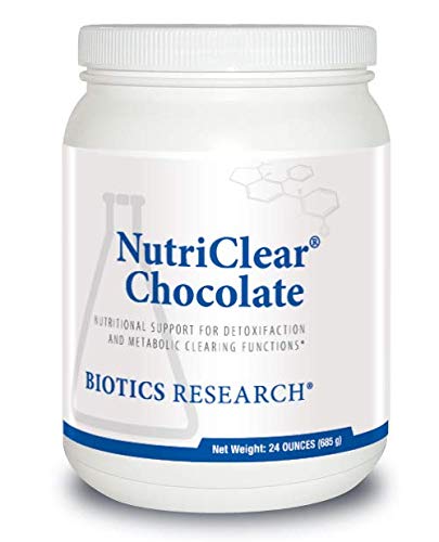 BIOTICS Research NutriClear Chocolate –Chocolate Powder. Nutritional Support for Detoxification and Metabolic Clearing. Healthy Body Composition. 17 g Organic Pea Protein Per Serving 24 Oz