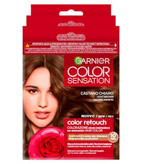 Garnier Color Sensation Color Retouch Permanent Hair Dye Ideal for Regrowth Covers White Hair Easy Application Light Brown Colour – Pack of 3 Colours