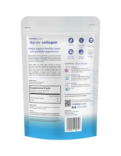 RenewVenate Marine Collagen Powder – Premium Hydrolyzed Peptides for Radiant Skin, Hair, Nails & Joint Health – Non-GMO, Gluten-Free, Keto-Friendly 400g