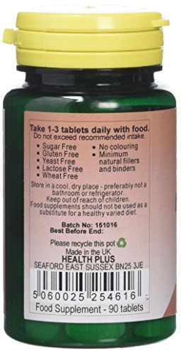 Health Plus Magnesium 100mg : Mineral Supplement - 90 Tablets, in a planet-friendly 99% recycled pot