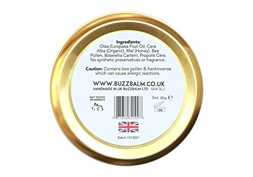BUZZBALM Foot Cream for Cracked Heels and Dry Skin Bee Heeled Heel Balm Completely Natural Cracked Heel Repair Cream with Frankincense and Peppermint Honey (85g)