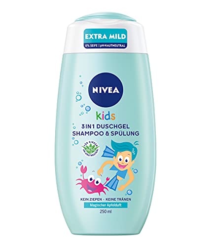 Nivea Men NIVEA KIDS 3in1 shower gel, shampoo & conditioner (250 ml), care and cleansing for kids with magical apple scent, extra mild & soap-free hair and skin care for children