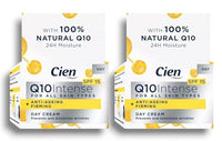 2x Cien - Lidl | Q10 Intense | Day Cream - SPF 15 | Anti Ageing Firming | Prevents & Minimises Wrinkles | 50mL Each