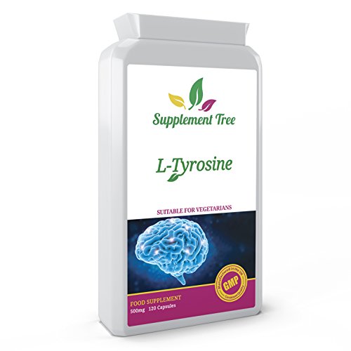 Supplement Tree L-Tyrosine 500mg 120 Capsules | High Strength Supplement | Free Form Amino Acid | UK Manufactured GMP Guaranteed Quality