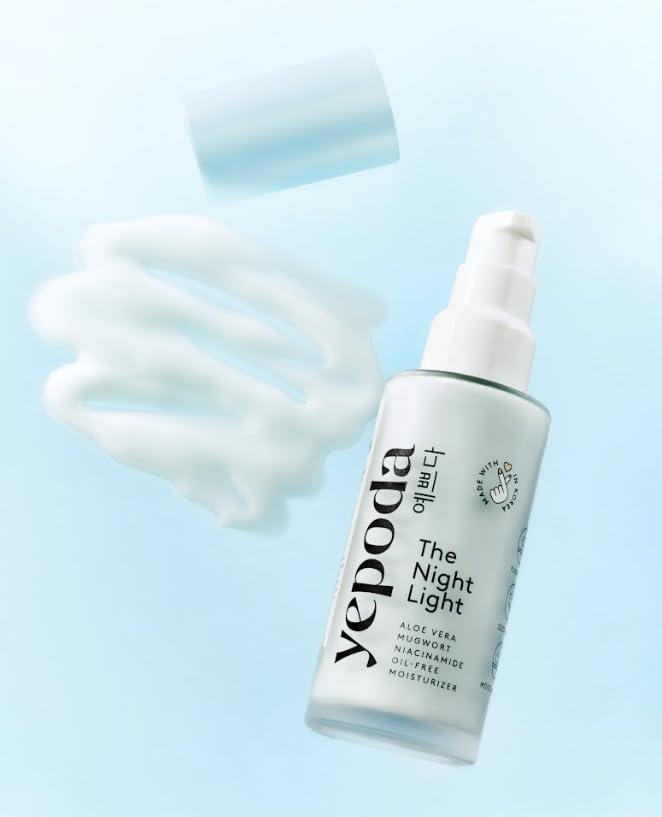 Yepoda YEPODA - THE NIGHT LIGHT - Oil Free Night Cream with Aloe Vera, Mugwort and Niacinamide. Korean Skin Care (50ml)