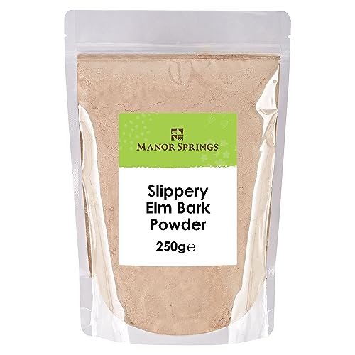 MANOR SPRINGS Slippery Elm Bark Powder 250g by Manor Springs, Soothes Digestion & Upset Stomach, Eases Discomfort, Helps Soothe The Throat and Coughing, No Irradiated, No Contaminated, No GMO