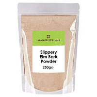 MANOR SPRINGS Slippery Elm Bark Powder 250g by Manor Springs, Soothes Digestion & Upset Stomach, Eases Discomfort, Helps Soothe The Throat and Coughing, No Irradiated, No Contaminated, No GMO