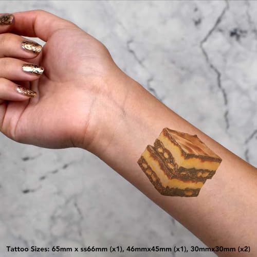 Azeeda 4 x 'Nanaimo Bars' Temporary Tattoos - Water Resistant, Skin-Safe, Non-Toxic Transfers, Mixed Sizes (TO00084028)