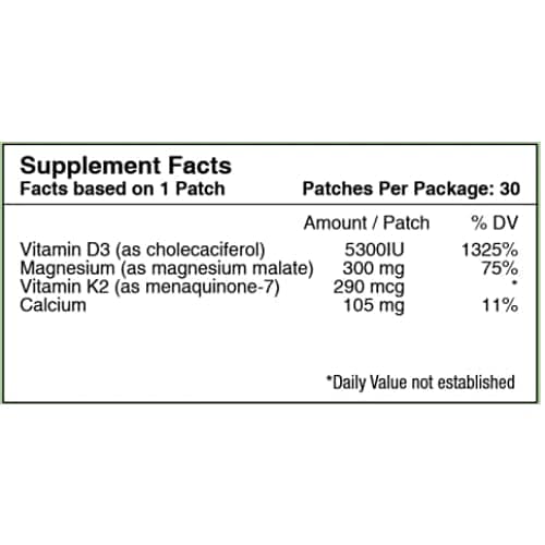 Patch Aid Vitamin D3-30 Daily Topical Patches. 100% Natural & Vegan. Allergy & Filler Free. High Absorption and More bioavailable. Suitable for Sensitive stomachs & bariatric.