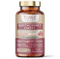 Time Health Montmorency Cherry - Maximum Strength 50:1 Extract 2% Proanthocyanidins - 17500mg Wholefood Equivalent per Capsule - CherryPURE® - Vegan - UK Made - GMP Standards - Zero Additives