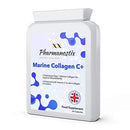 Pharmanostix Marine Collagen C+ Supplement - Naticol® 1200 mg Marine Collagen - 60 Capsules for Women & Men - Premium Type 1 Hydrolysed Collagen with Vitamin C - for Skin Bones Joints