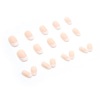 Ceboic 24PCS Short False Nails Almond, French Tip Nude & White Press on Nails Designs, Glossy Removable Glue-on Nails Fake Nails Set with Glue Stickers, Acrylic Full Cover Stick on Nails for Women Girls