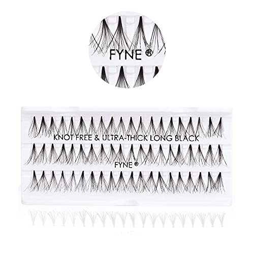 FYNE - KNOT FREE Individual Eyelashes - 240 Pcs, 12mm Long Ultra Thick, Single Pack | Individual lashes, Eyelash Extensions, Natural Look | Volume Cluster Lashes | Premium False Lash Cluster