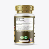 Euphoria Bliss Lions Mane Supplement - 3000mg Lion's Mane Capsules High Strength - 30 Capsules - 100% Pure Lion Mane Mushroom Fruiting Bodies Extract – Vegan - Made in The UK