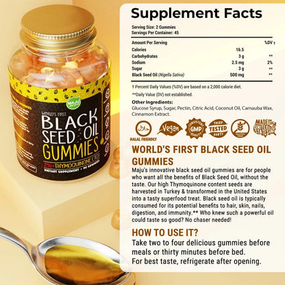 MAJU's Black Seed Oil Gummies, 500mg 90 Gummies