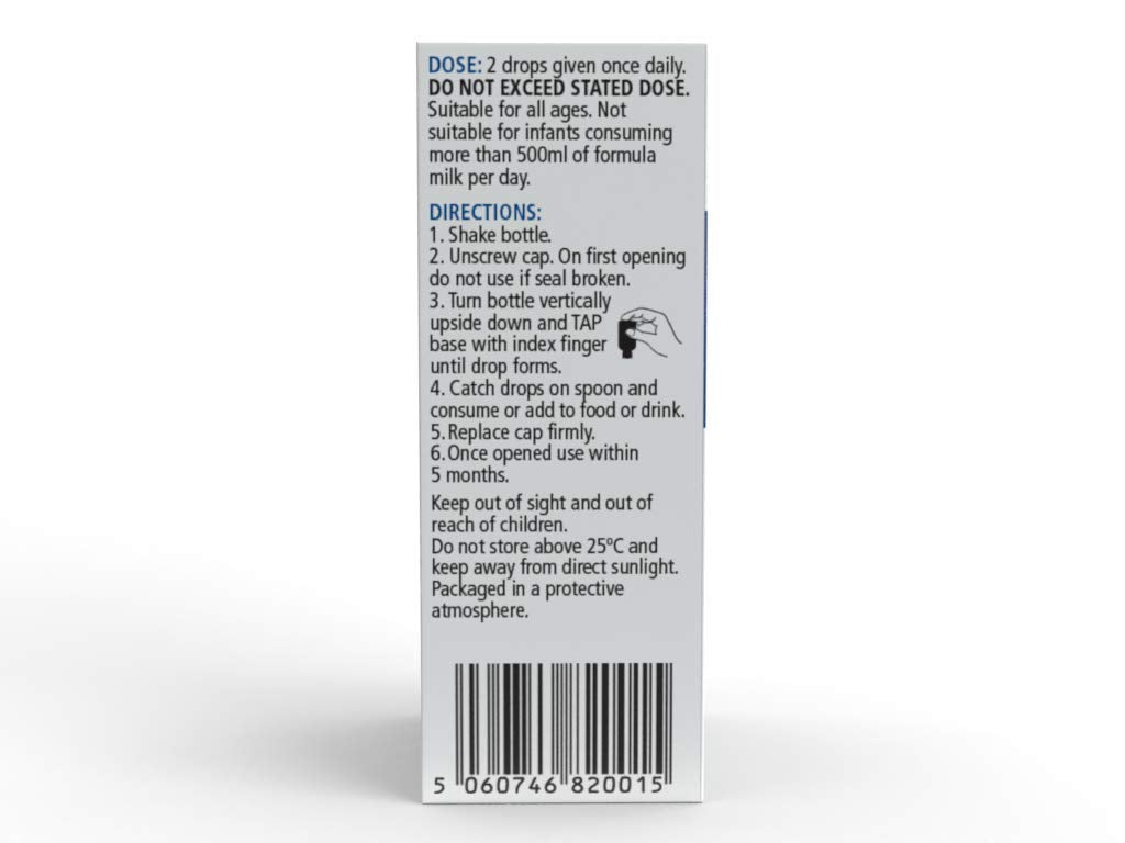 Provitavit Vitamin D Drops Newborn Baby to Adult - 10μg (400 IU) 7 ml - 4 Months Supply - Supports The Immune System and Normal Bones - D3 - Made in UK.