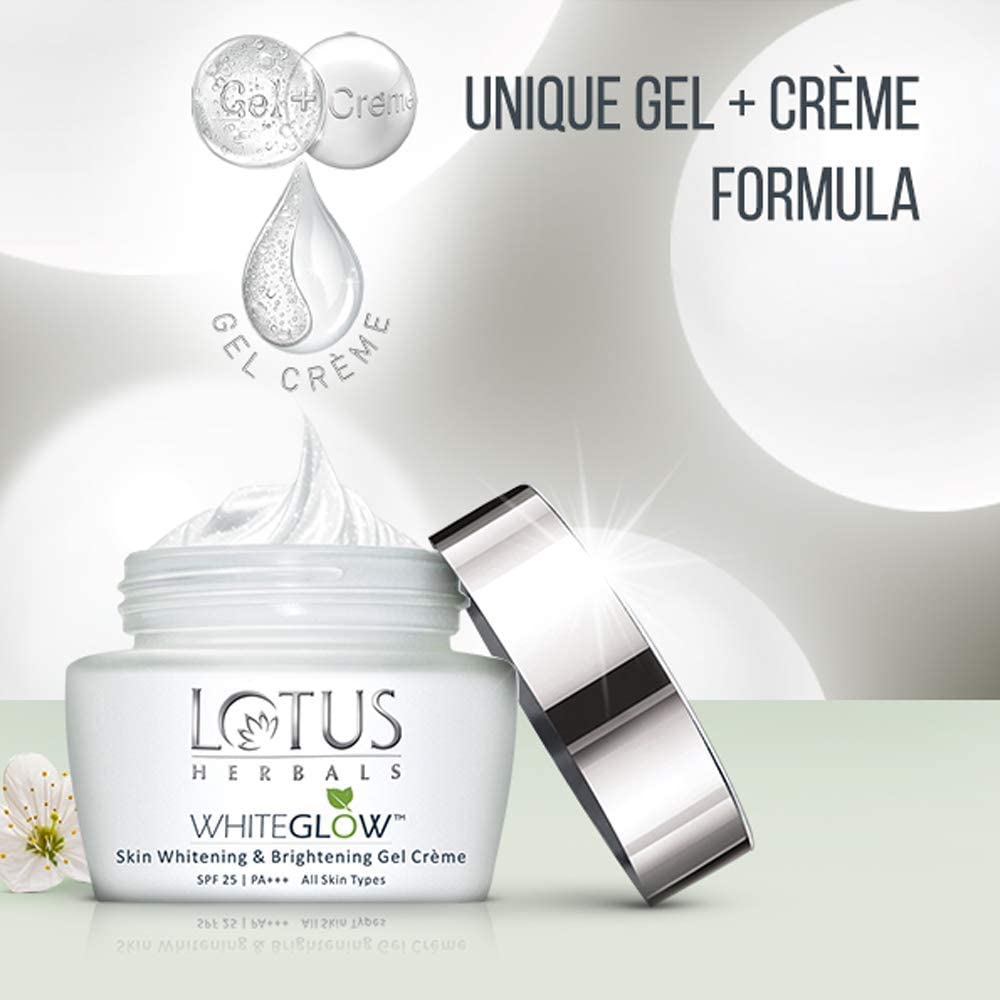 Lotus Herbals WhiteGlow Skin Whitening And Brightening Gel Cream | SPF-25 | 60g