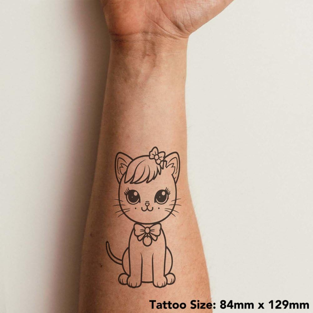 Azeeda 'Cute Kitty' Temporary Tattoo - Water Resistant, Skin-Safe, Non-Toxic Transfer (TO00078247)
