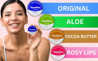 Generic Vaseline Lip Balm - Petroleum Jelly - Lip Therapy - Original, Coco Butter, Alo VeraAnd Rosy 20g Tin - Soothes Dry Lips - Pack Of 4
