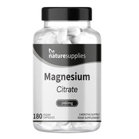 Magnesium Citrate Capsules 1480mg, 180 Per Bottle 3 Months Supply UK-Made, High Absorption Magnesium Supplements, Contributes to The Normal Function of Bones, Teeth, Energy - Naturesupplies…
