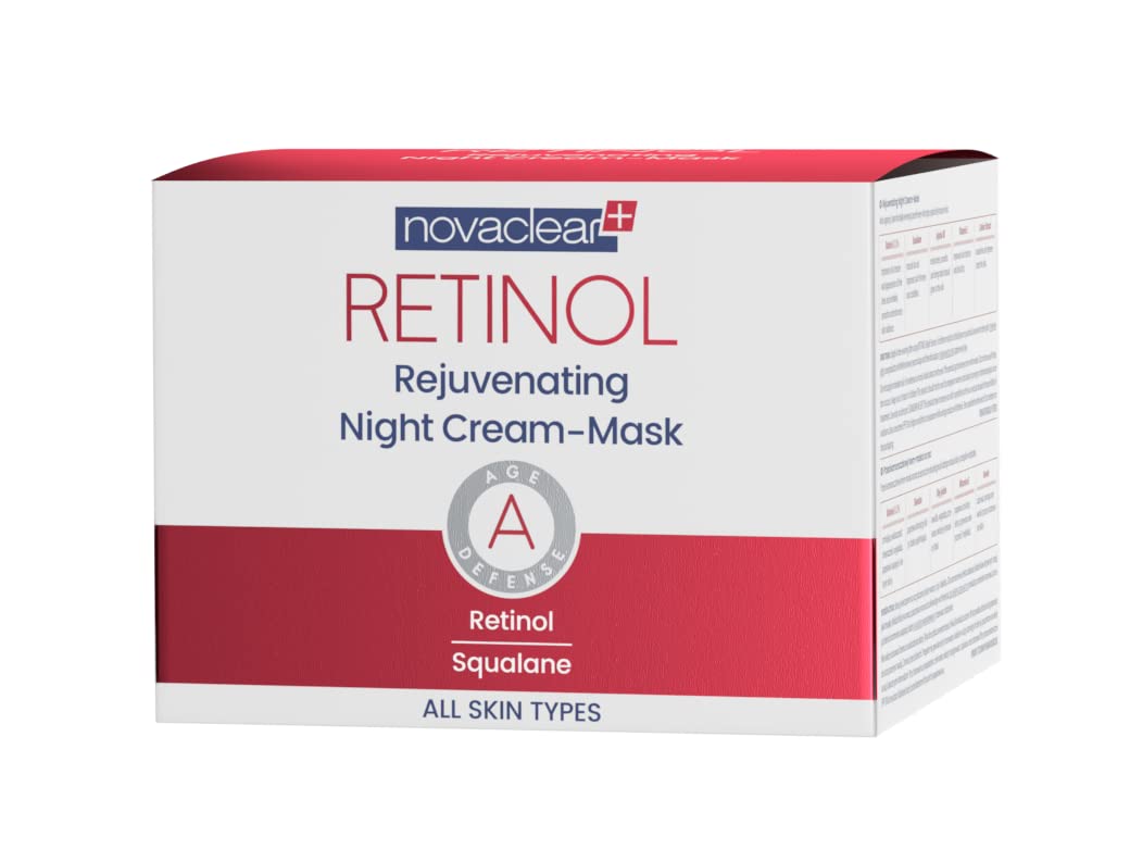 Novaclear Retinol Night Cream Mask with Retinol, Squalane, Caviar Extract and Vitamin E for Deep Nourishment, Firmness and Radiance Boost for Mature Skin - 50 ML