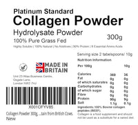 yourhealthstore Collagen Powder 300g, 100% Pure Unflavoured, Grass Fed, Platinum Standard, Bovine, Made in Britain from British Cows.