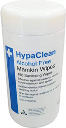 Safety First Aid Group HypaClean Manikin Training Wipes - Alcohol Free (Tub of 150)