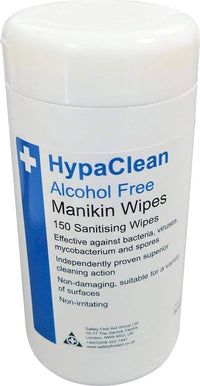 Safety First Aid Group HypaClean Manikin Training Wipes - Alcohol Free (Tub of 150)