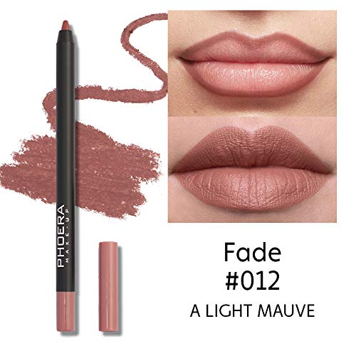 Phoera AQUAPURITY PHOERA Matte Super Smooth Pigmented Lip Liner Long-lasting Smudge proof Matte Lip Pencil Waterproof Makeup Contour Lipliner SUPER SMOOTH (012 Fade)