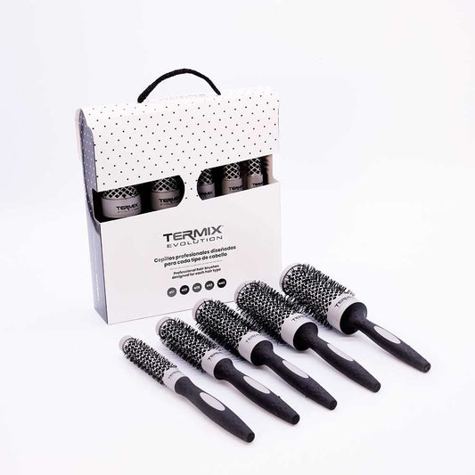 Pack Termix Evolution Basic - Hairbrushes for Normal Hair with ionized bristles for Hair of Medium Thickness- It Includes 5 diameters Ø 17, 23, 28, 32 y 43 mm