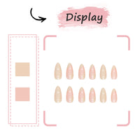Ceboic 24Pcs Almond French Press on Nails Short, Yellow Glossy Acrylic French Tips Fake Nails, Ballerina False Nails with Waves Designs Full Cover Stick on Nail for Women and Girls