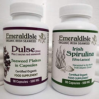 Emerald Isle Organic Irish Seaweed Dulse and Spirulina Tablets 500 mg 180 Capsules Certified Organic Harvested in North Atlantic Coast of Ireland