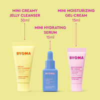BYOMA So Hydrated Travel Size Gift Set - Barrier Repair Skincare Minis (30ml, 15ml, 15ml) Creamy Jelly Cleanser, Hydrating Face Serum & Ceramide Face Moisturizer for Dry Skin | Holiday Essentials