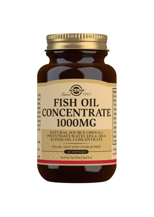 Solgar Fish Oil Concentrate 1000 mg Softgels - Pack of 120 - Supports Normal Functioning of Heart, Brain Function and Vision - Daily Wellbeing - Gluten Free