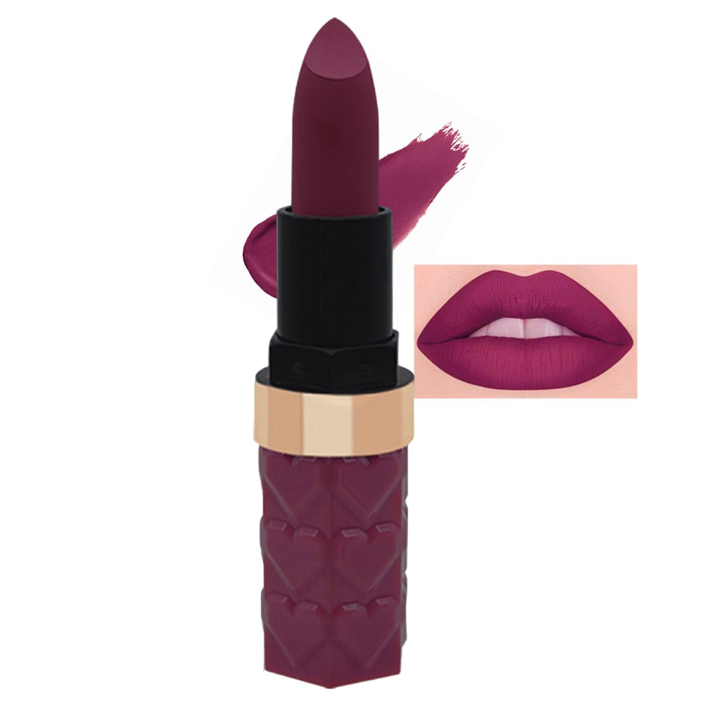 LYNTYAOU Plum Purple Lip Stick, Fuchsia Lipstick for Women Long Lasting, Silky Smooth Waterproof Moisturizing Smooth Non-Sticky Full-Coverage Lipsticks, Gift for Girls & Ladies