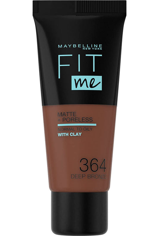 Maybelline Fit Me Foundation, Matte & Poreless, Full Coverage Blendable Normal to Oily Skin, 364 Deep Bronze 30ml